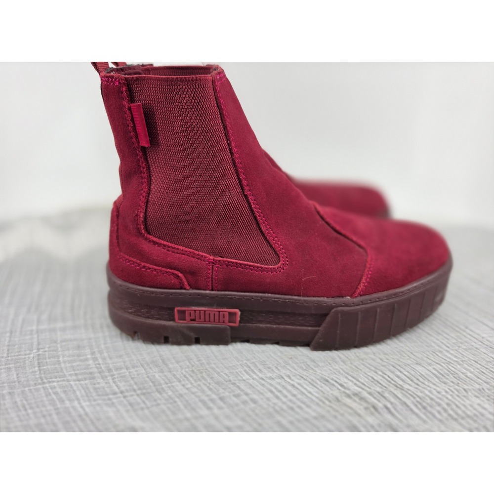 Puma MayzeChelsea Suede Winetasting Burgundy Platform Boots 385091-01 Womens 9.5